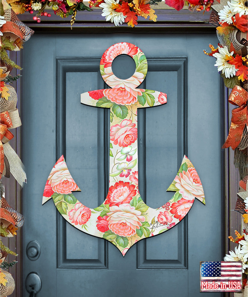 Vintage Floral Anchor Wreath