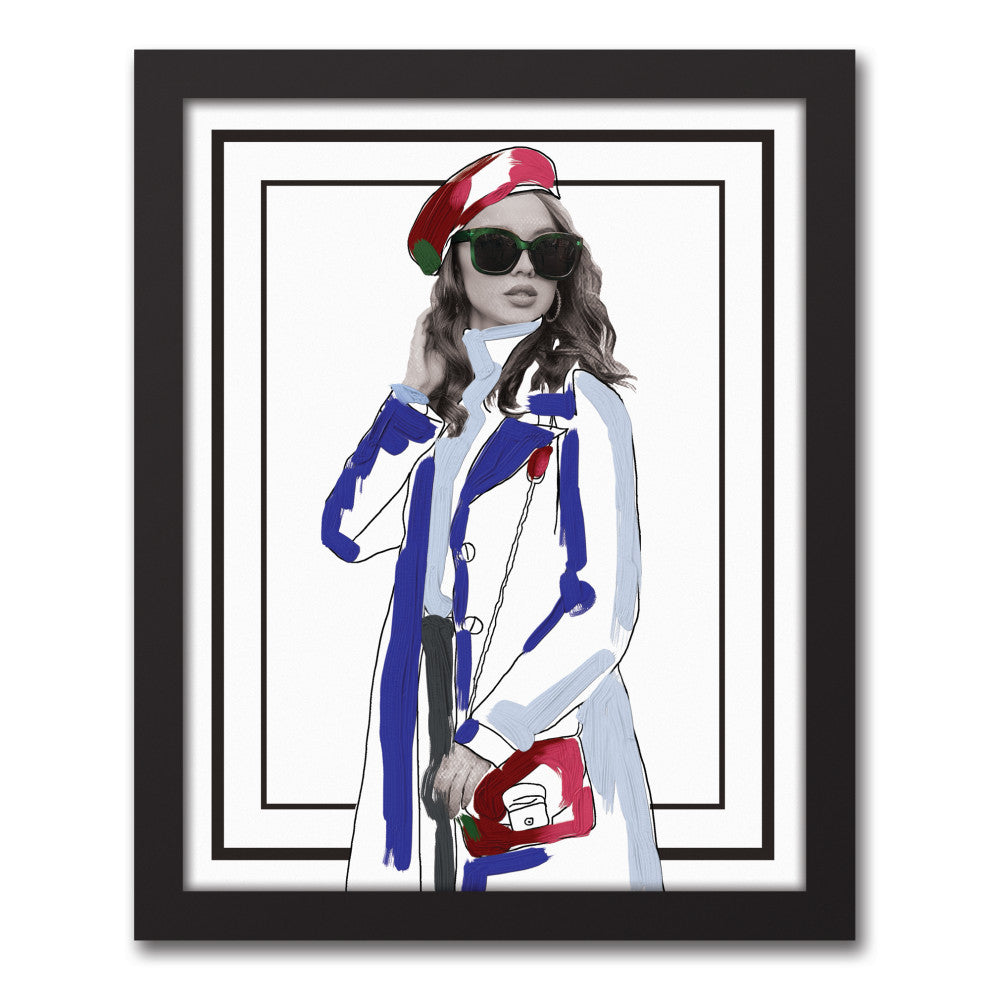 Fashion Illustration 11x14 Black Framed Canvas