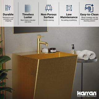 Karran Cinox Stainless Steel Rectangular Pedestal Sink, Gold