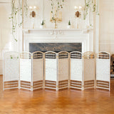 3 ft. Short Fiber Weave Room Divider White 8 Panels