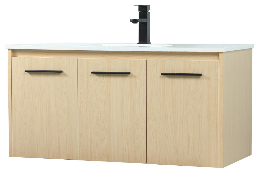 Phoebe Single Bathroom Vanity, Maple, 40", Without Backsplash