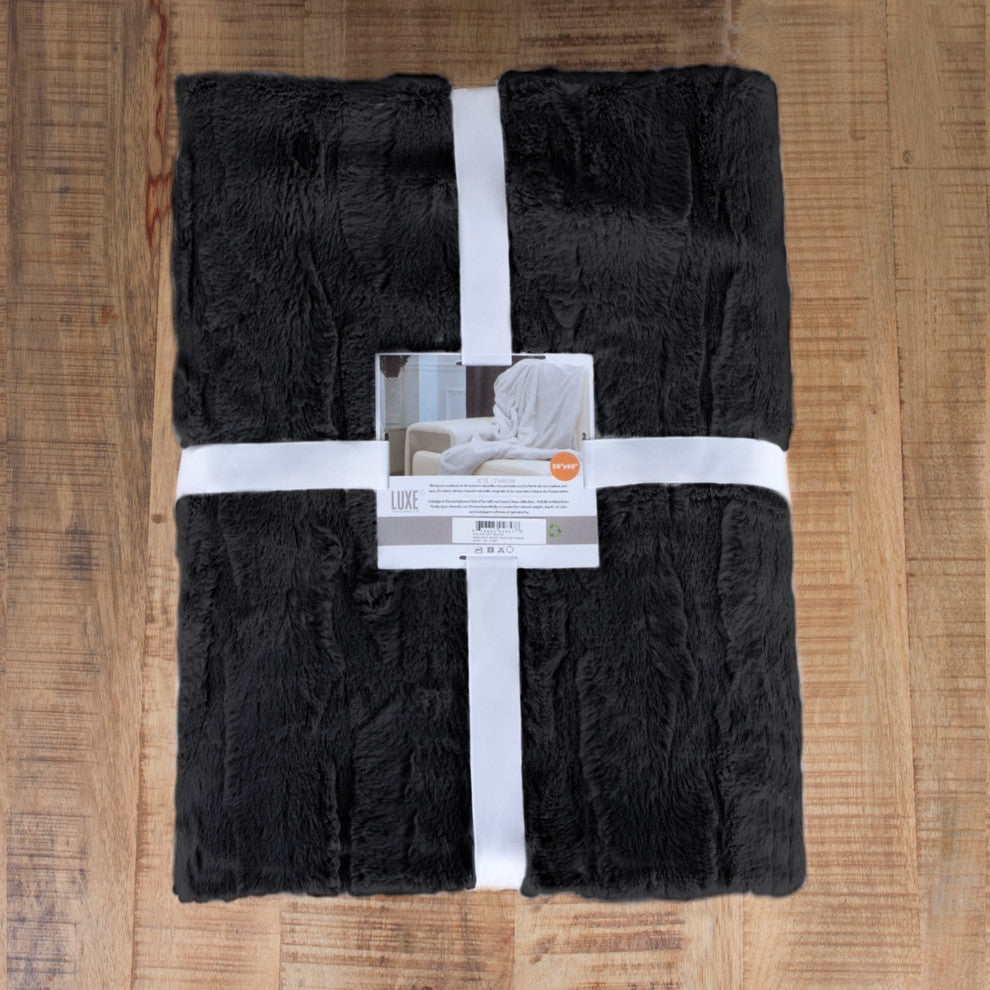 Faux Fur Throw 50"x60", Black