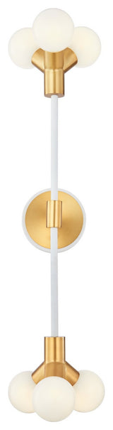 Tres LED Wall Sconce in White and New Brass