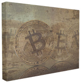 Bitcoin Faded and Distressed Stretched Canvas Wall Art, 24x30