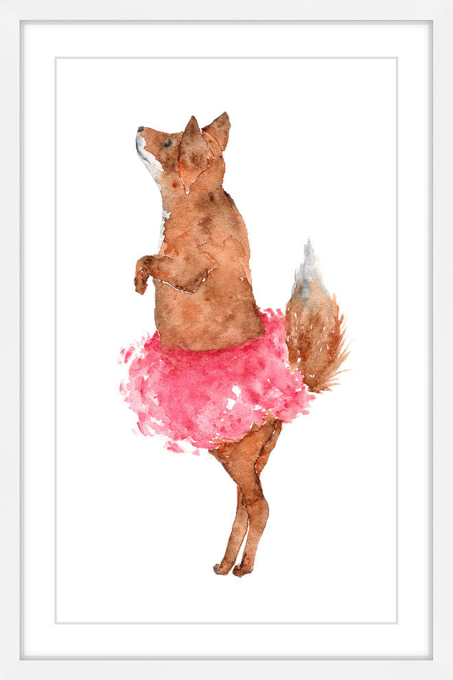 Marmont Hill, "Ballerina Fox" by Thimble Sparrow Framed Painting Print, 20x30