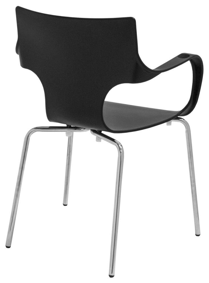 Mod Made Phin Modern Plastic Dining Side Chair, Set of 2, Black