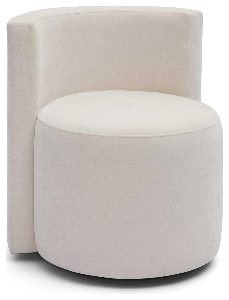 Alyssa Chenille Rolling Desk Chair, Cream Upcycled Velvet