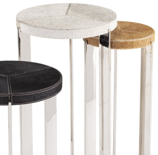 Andres Hair on Hide Mixer Table Set, Polished Nickel