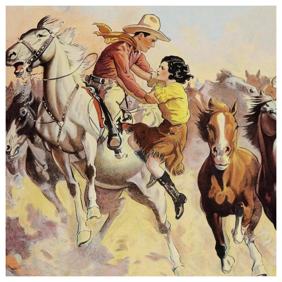 "Vintage Westerns: Phantom of the West - Ghost Riders - Detail" Print, 42"x42"