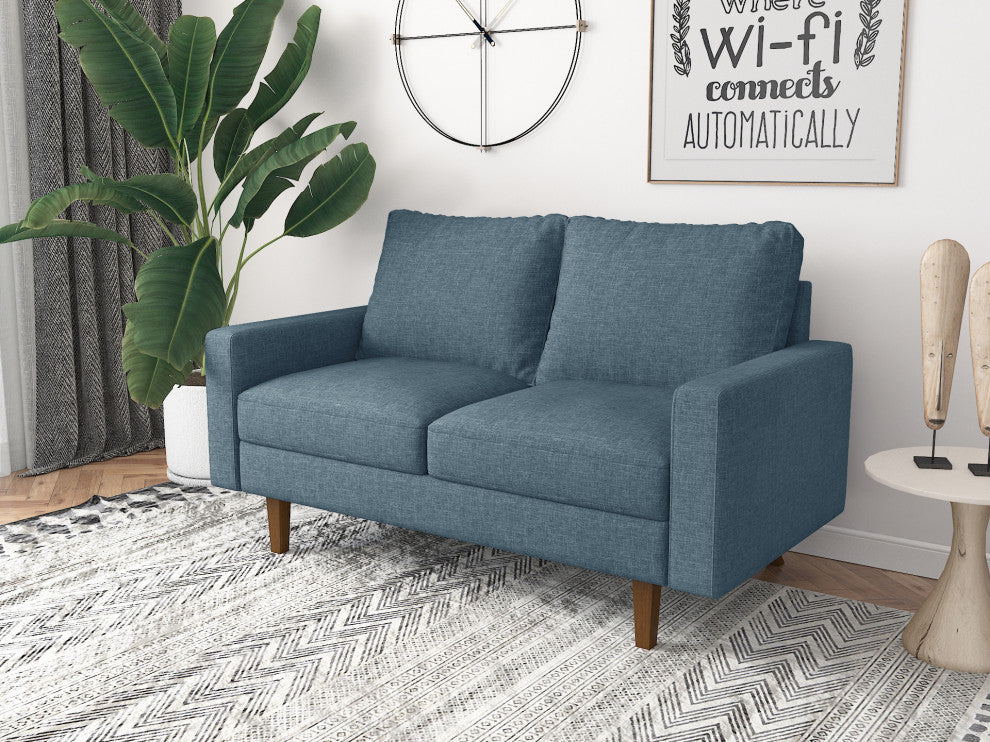 The Park I Polyester Square Arm Loveseat, Sky Blue