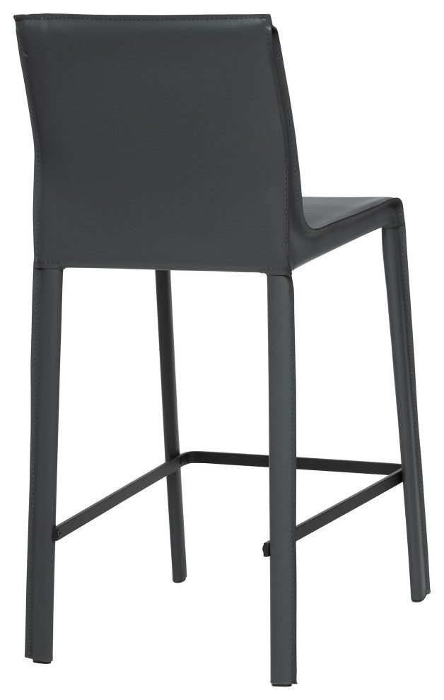 Elite Living Stan Leather 26" Counter Height Bar Stool, Smoke