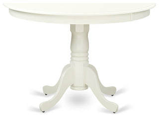 5Pc Dining Set, Round Table, Four Parson Chairs, Baby Blue Fabric, Linen White