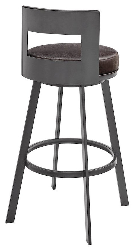 Flynn Swivel Counter or Bar Stool in Faux Leather and Metal