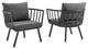 Riverside Outdoor Patio Aluminum Armchair Set of 2-Gray Charcoal