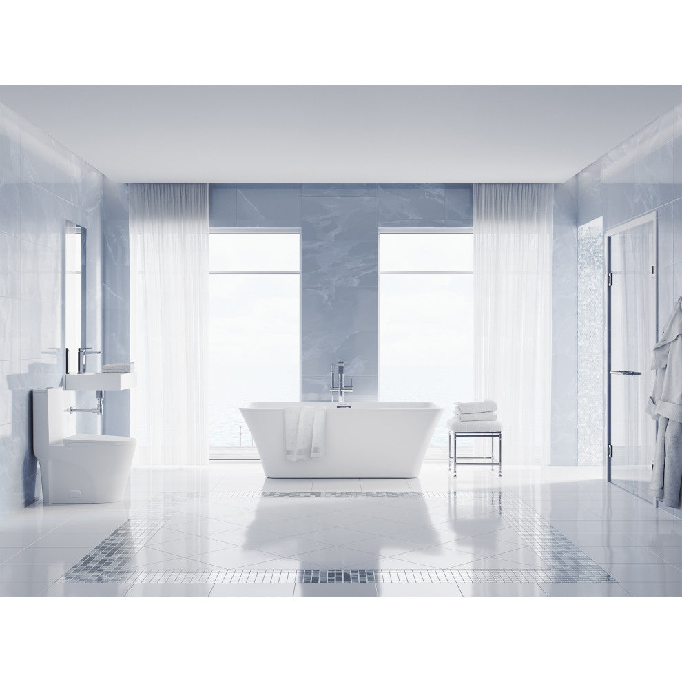 St. Tropez Elongated Toilet, Dual Vortex Flush, Matte White