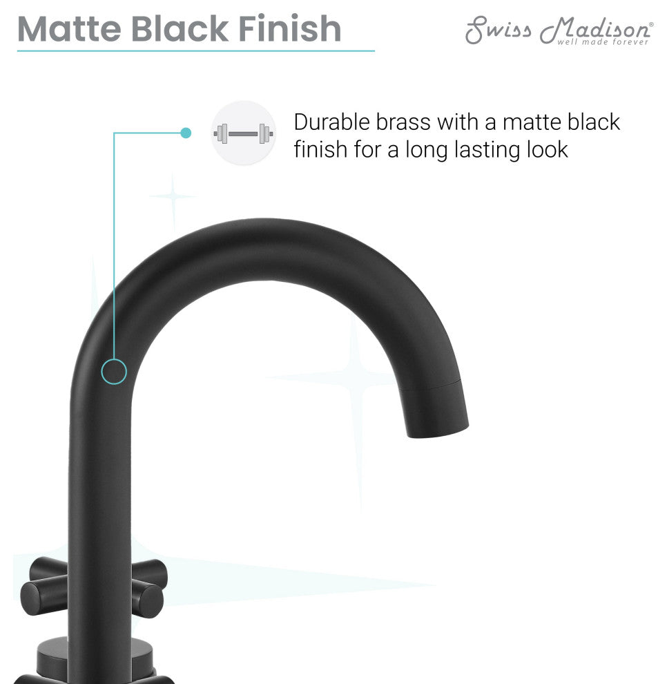 Ivy Courte 8 in. Widespread, Cross Handle, Bathroom Faucet, Matte Black