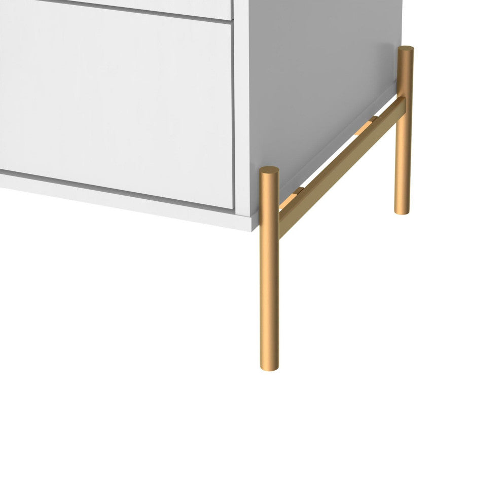 Jasper 71.65" Double Dresser With Steel Gold Legs, White Gloss