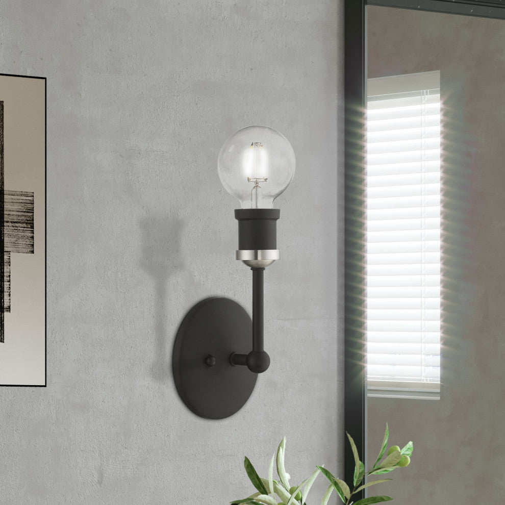 Lansdale 1 Light Black With Brushed Nickel Accents ADA Vanity Sconce