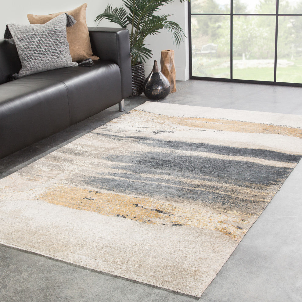 Zoe Bios Creative by Jaipur Living Mignonne Knotted Abstract Gold Rug, 8'x10'