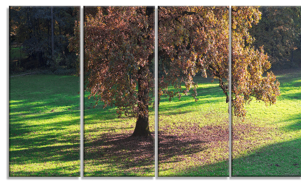 "Lonely Beautiful Autumn Tree" Wall Art, 48"x28", 4-Panels