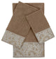 Fern 3-Piece Embellished Towel Set, Taupe