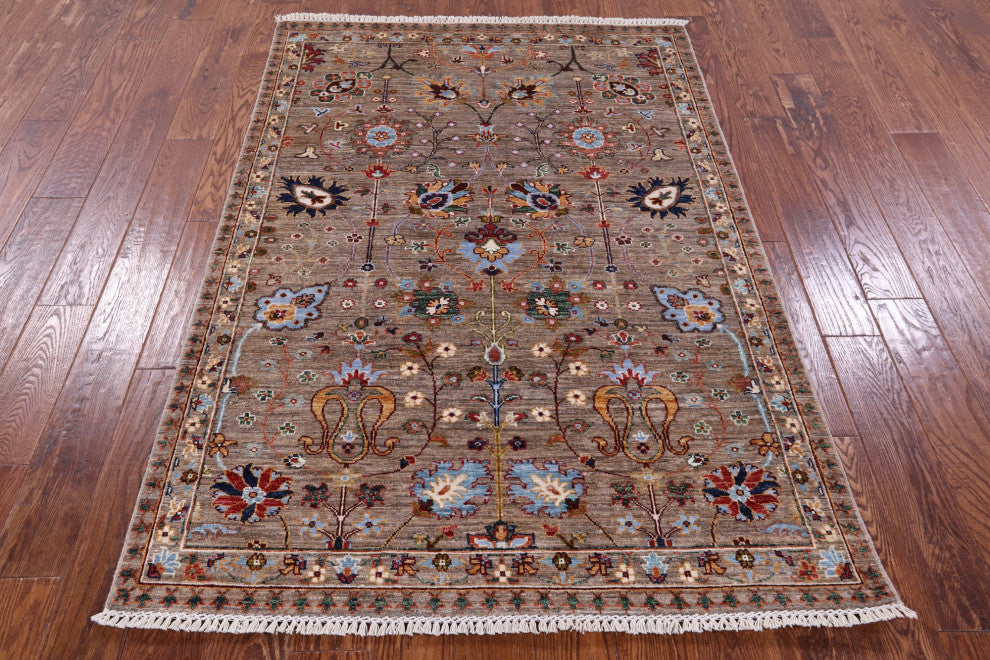 Persian Tabriz Handmade Wool Rug 4' 1" X 5' 11" Q11256