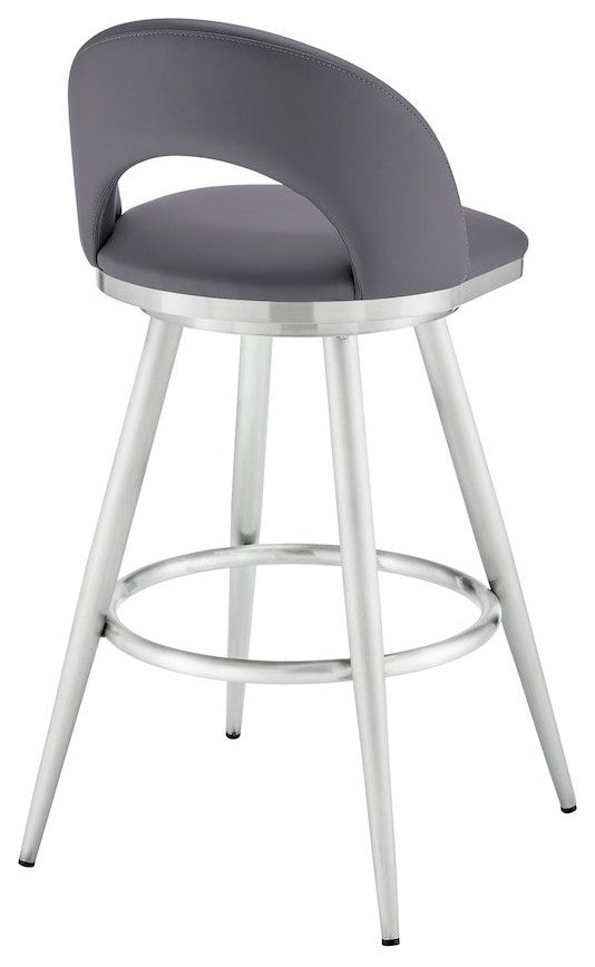 Charlotte Swivel Counter or Bar Stool in Faux Leather and Metal