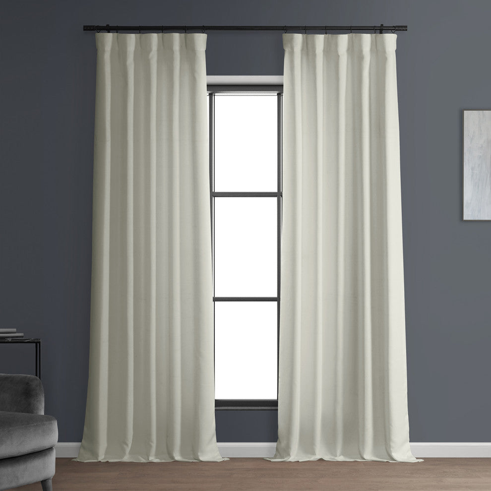 Italian Faux Linen Curtain Single Panel, Magnolia Off White, 50wx84l