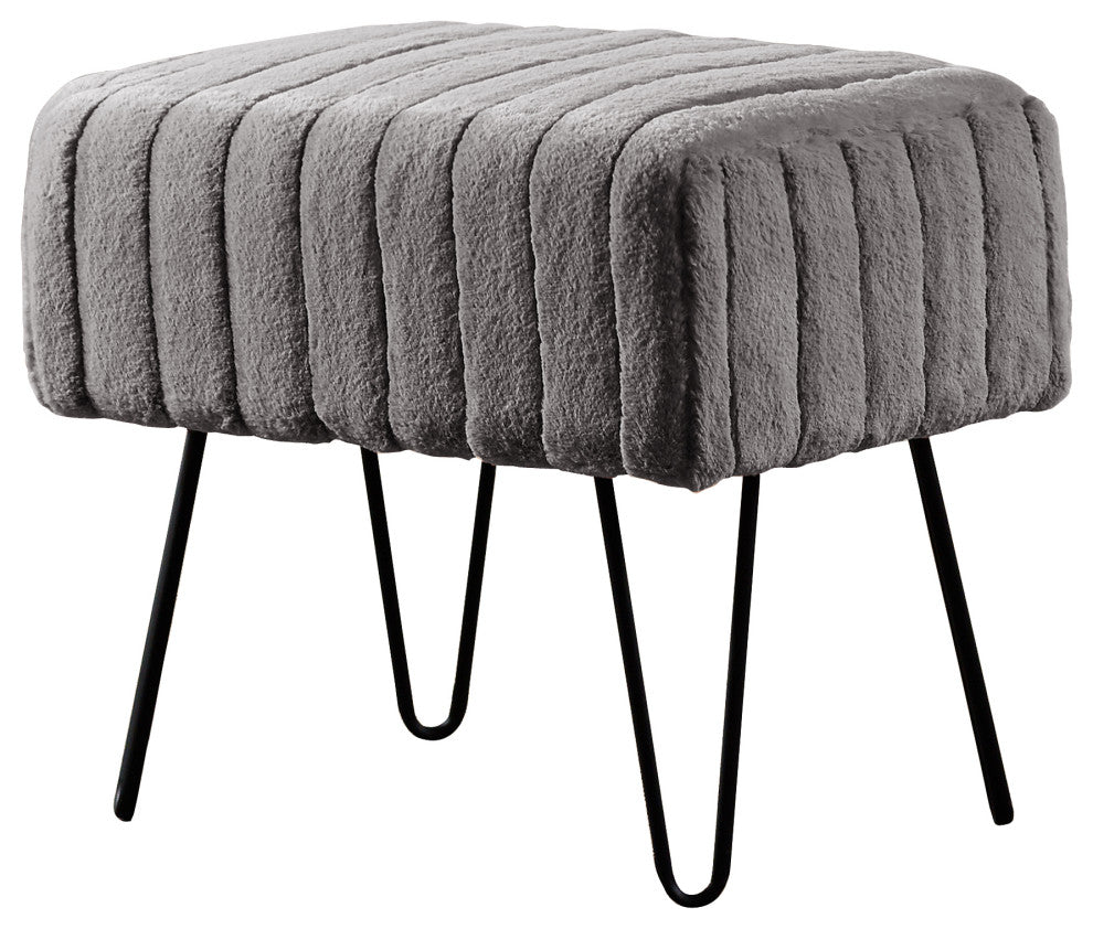 Serenta Super Mink Ottoman, Gray Down, 19''x13''x17''