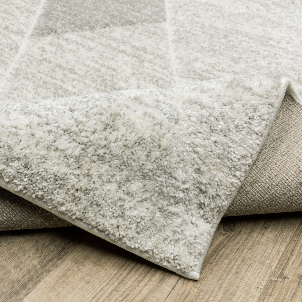 Canton Geometric Grey/Ivory Indoor Area Rug, 3'3"x5'