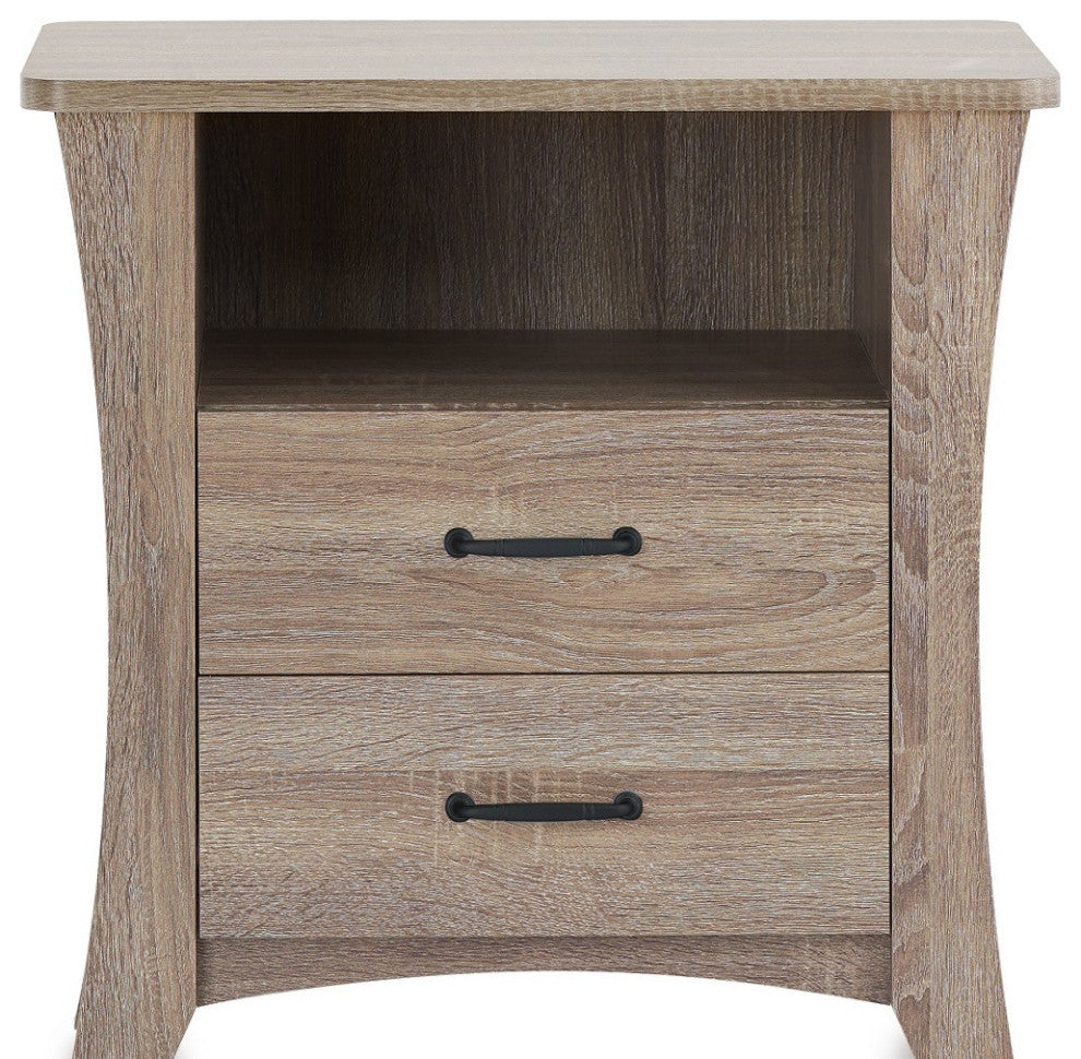 Updated Rustic Natural Wood Finish Nightstand