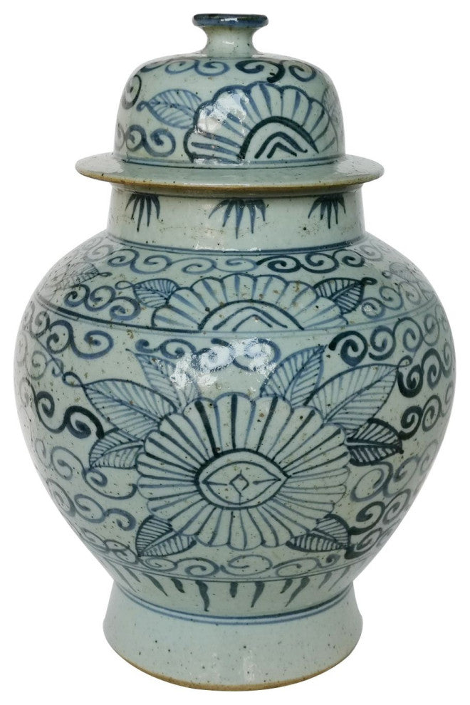 Blue And White Ancestor Sunflower Small Temple Jar