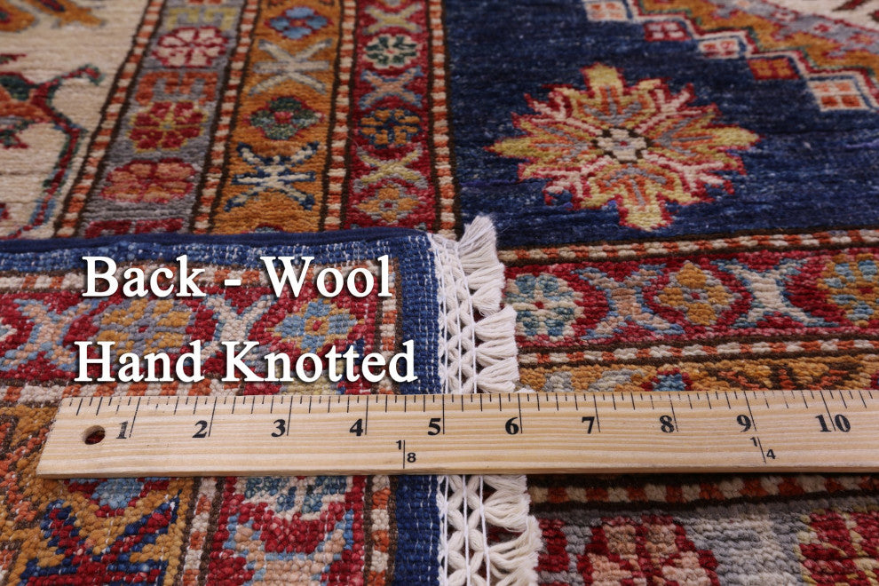 Super Kazak Geometric Hand-Knotted Wool Rug 10' 0" X 13' 7" Q11225