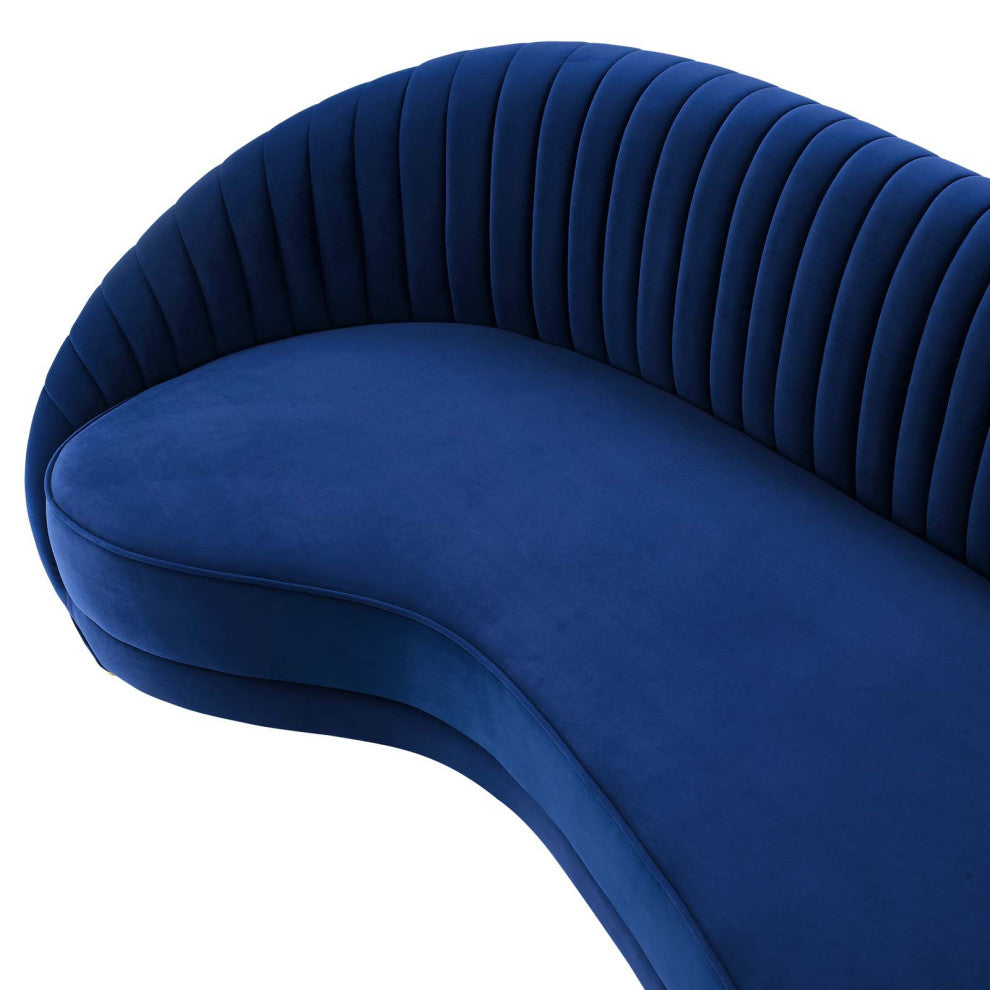 Tufted Sofa, Velvet, Blue Navy, Modern, Living Lounge Hotel Lobby Hospitality