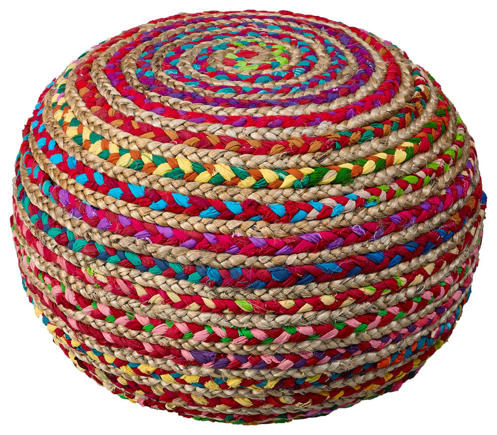 Recycled Natural Braided Pouf