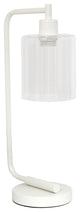 Bronson Antique Style Industrial Iron Lantern Desk Lamp With Glass Shade, White