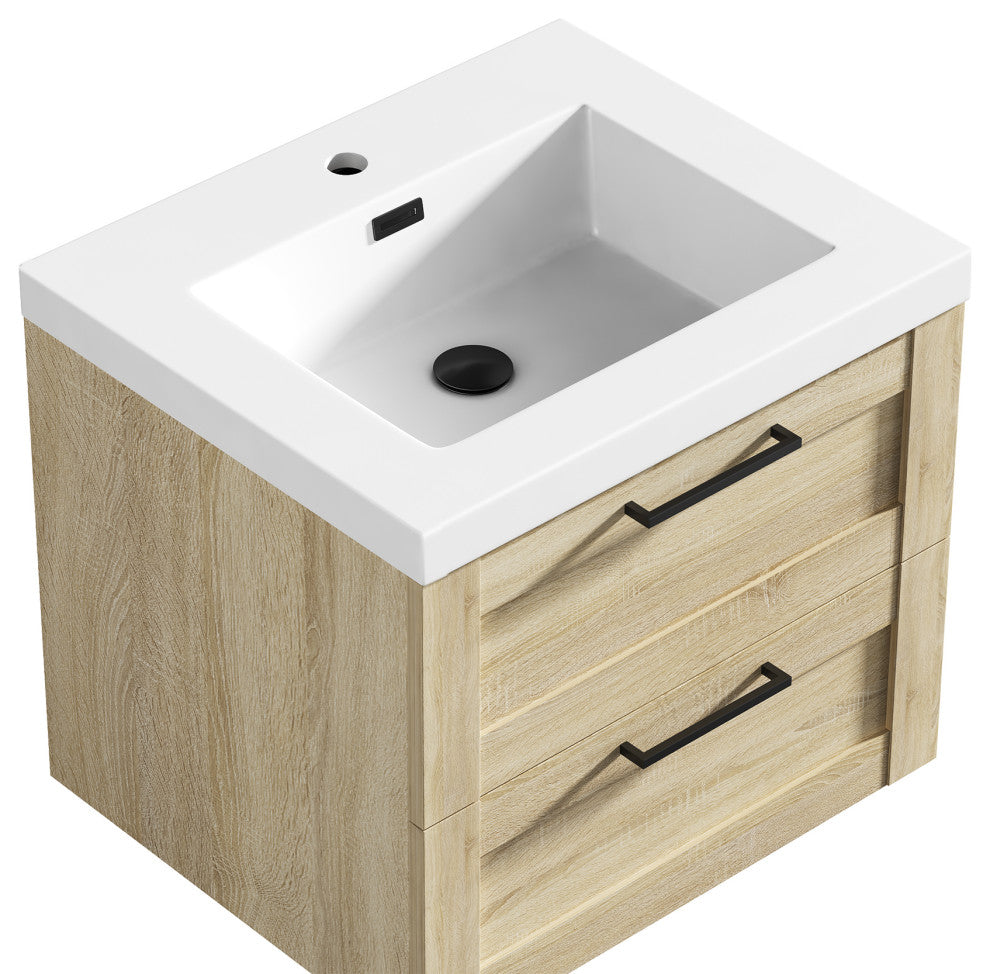The Cosmo Wall Mounted Modern Bathroom Vanity, Ace, 24"