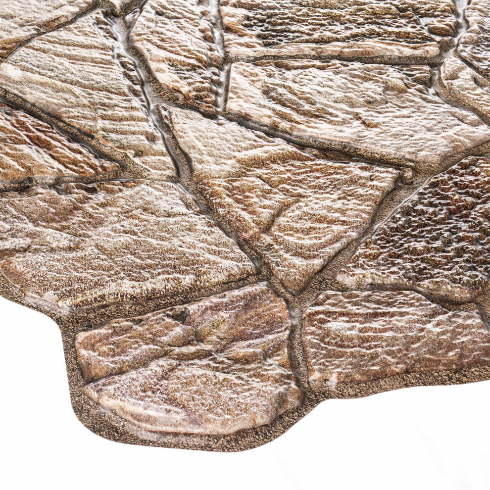 Faux Stone PVC 3D Wall Panels, Brown, Set of 10, Covers 51 sq ft