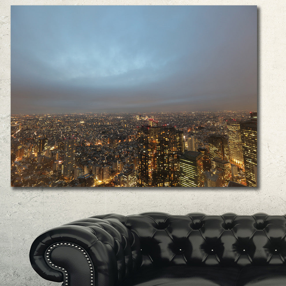 Shinjuku District View Point, Cityscape Canvas Art Print, 40"x30"