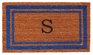 Blue Border 18"x30" Monogram Doormat, Letter S