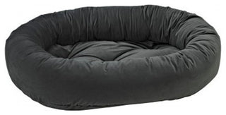 EuroVelvet Donut Bolstered Dog Bed, Ash, Medium