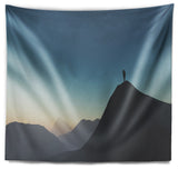 Man Looking from Mountain Landscape Wall Tapestry, 92"x78"