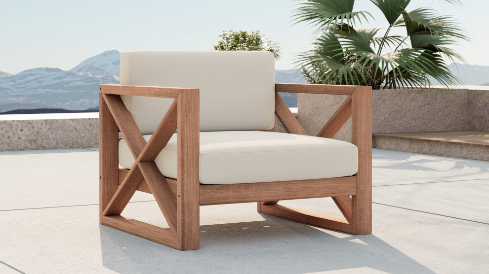 Anguilla Waterproof Fabric Upholstered Outdoor Chair, Off White