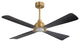 56" 4-Blade Solid Wood Ceiling Fan With LED Light and Remote Control, Gold/Black