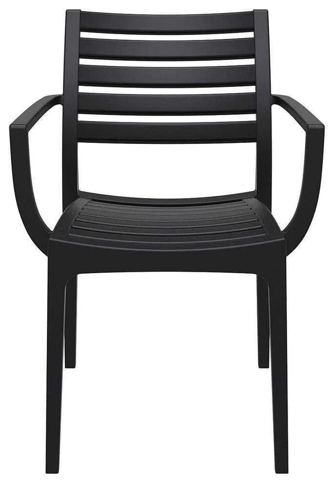 Artemis Outdoor Dining Arm Chair, Set of 2, Black
