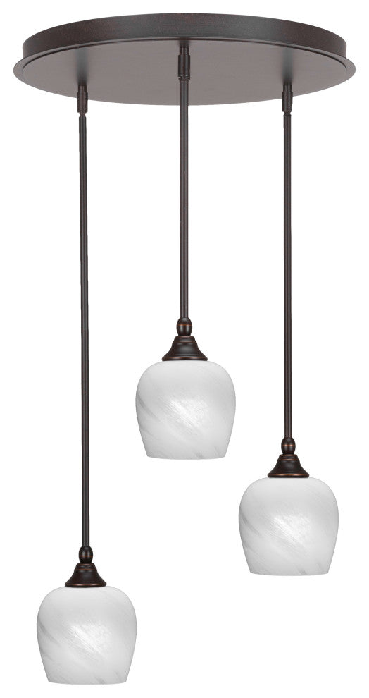 Empire 3-Light Cluster Pendalier, Dark Granite/White Marble