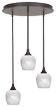 Empire 3-Light Cluster Pendalier, Dark Granite/White Marble