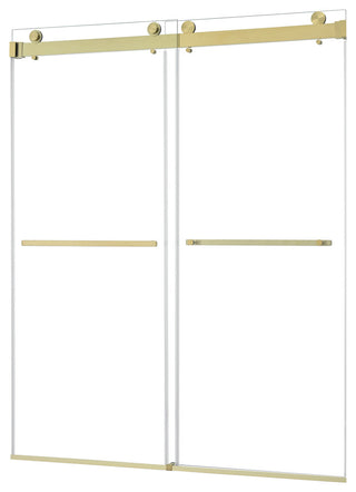 Frameless Exposed Roller Shower Door, Brushed Gold, 60" W X 76" H