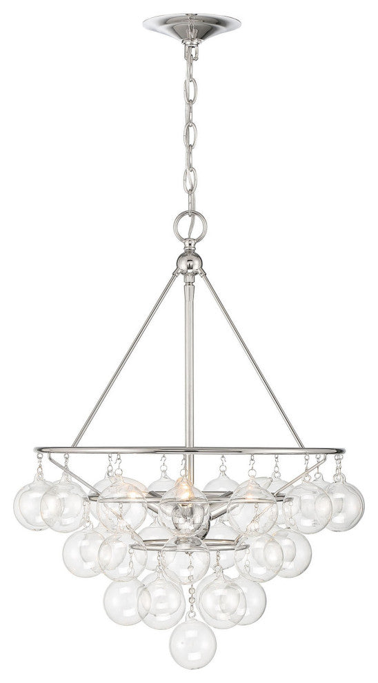Isla 3-Light Nickel and Glass Contemporary Chandelier