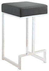 Contemporary Backless Counter Height Stool With Chrome Base, Gray